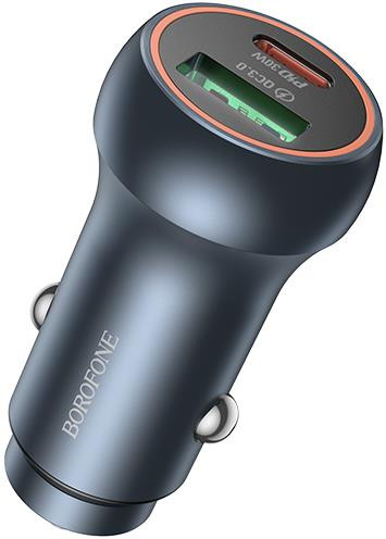 АЗУ BOROFONE (6941991118630) BZ32B 1USB+1Type-C 3.0A PD30W+QC3.0 , Metal grey