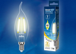 Лампочки светодиодные UNIEL (UL-00002863) LED-CW35-5W/WW/E14/CL/DIM GLA01TR