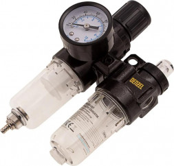 Блок подготовки воздуха DENZEL Блок подготовки воздуха регулятор-фильтр-лубрикатор FLR1500, 10 бар, 1500 л/мин, 1/4 57469