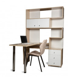 Стол компьютерный БИТЕЛ СК-10 левый Дуб Сонома/Белый, хром