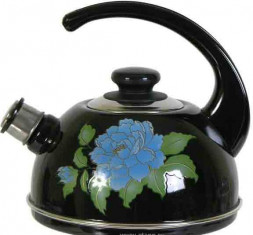 Чайник ЭМАЛЬ T04/25/02/13 эмал 2,5л конс/руч черн голуб орхидея