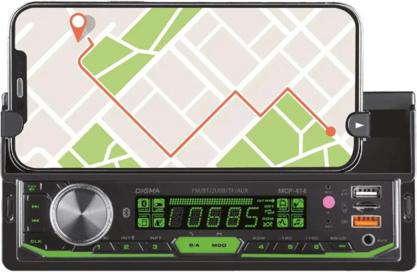 Автомагнитола DIGMA MCP-414 1DIN 4x45Вт BT5.0 USB2.0 AUX 4 ПДУ