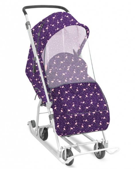 Санки-коляски NIKA У3-1К/5 с фламинго сливовый