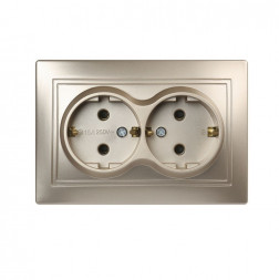 Розетка SMARTBUY (SBE-01c-16-S2-Z-c) Венера, 2-местная, шампань