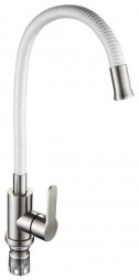 Смеситель для кухни MAGNUS 9221 Смеситель кухонный, гибкий излив БЕЛЫЙ, из нержавеющей стали марка 304