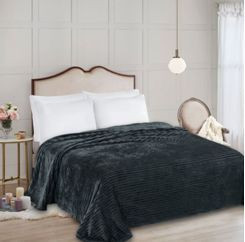 Плед ОРИОН НФ-00001212 Wellsoft luxe/Полоса, темно-серый/Евро-мини