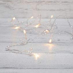 Гирлянда NEON-NIGHT (303-097) ГИРЛЯНДА &quot;ЖЕМЧУЖИНКИ&quot; 1.5 М, 10 LED, ПР-Й ПВХ, ТЕПЛЫЙ БЕЛЫЙ,