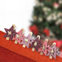 Фигура интерьерная NEON-NIGHT (504-034) ДЕРЕВЯННЫЕ ПРИЩЕПКИ "ЗВЕЗДОЧКИ" 16X4.5X1.3 CМ, РОЗОВЫЕ, 6 ШТ.