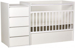 Детская мебель POLINI Кроватка-трансформер детская kids Simple 1901 с комодом белый (3 кор.)