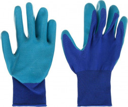 Перчатки INBLOOM Перчатки садовые с латексным полуобливом, полиэстер, 24см, р.9, 45г (180-007)
