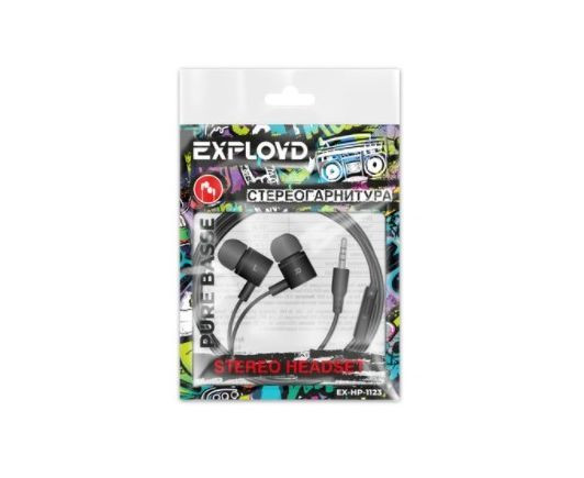 Наушники-гарнитура EXPLOYD EX-HP-1123 3.5mm чёрный 1.2М Classic
