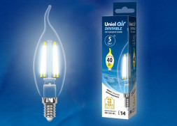 Лампочки светодиодные UNIEL (UL-00002865) LED-CW35-5W/NW/E14/CL/DIM GLA01TR