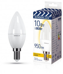 Светодиодная лампа ERGOLUX (14547) LED-C35-10W-E14-3K