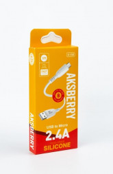 Кабель AKSBERRY (6972969383163) X156 Silicone MicroUSB 2,4A 1M (белый)