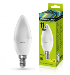 Лампа ERGOLUX (13618) LED-C35-11W-E14-3K (Эл.лампа светодиодная Свеча 11Вт E14 3000K 180-240В)