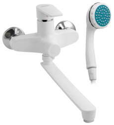 Смеситель для ванны BRIMIX 556 Смеситель в ванную длинный излив , шаровый из высокопрочного пластика АБС - БЕЛЫЙ