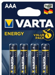 Элементы питания VARTA LR03 AAA BL4 ENERGY ALKALINE 1.5V (4103) (4103213414)