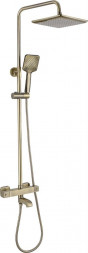 Стойка душевая со смесителем BRIMIX 3101 Смеситель+стойка душевая тропический душ с ТЕРМОСТАТОМ, с двумя лейками, цвет бронза