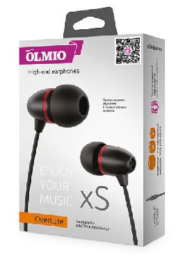 Наушники внутриканальные OLMIO &quot;OVERTURE&quot; металл, черные (38782)