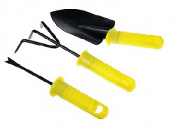 Инструмент садовый INBLOOM Набор садового инвентаря 21см (совок, рыхлитель, корнеудал) металл с пласт. ручкой 181-014