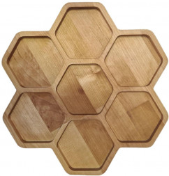 РОССИЯ 370674m Менажница &quot;Соты 7 ячеек&quot; 26,5х28х1,8 см, массив берёзы, покрыта маслом