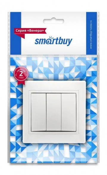 выключатель SMARTBUY (SBE-01w-10-SW3-0) Венера, 3-клавишный,белый