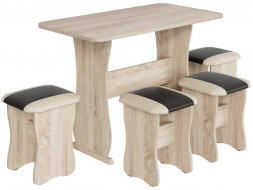 Мебель для кухни BONMEBEL Обеденная группа тип 1 дуб сонома/шоколад-бежевый (2 пак.)