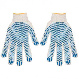 Перчатки РЫЖИЙ КОТ Перчатки х/б с ПВХ Эконом 3 нити 10 класс (091516) (200)