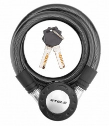 Замок STELS Трос-замок 87708, 12х1200 мм, чёрный 540063 LU073547