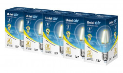 Лампочка UNIEL (UL-00008080) LED-A60-8W/WW/E27/CL GLA01TR Набор из 5штук