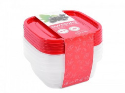 Посуда из пластика OURSSON CP2581S/RD наб. контейнеров квадрат. 5шт.х0,5л