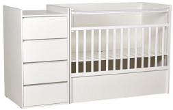 Детская мебель POLINI Кроватка-трансформер детская kids Simple 1902 с комодом белый (4 кор.)