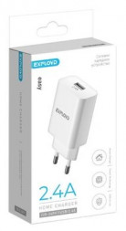 Сетевое ЗУ EXPLOYD EX-Z-1419 СЗУ 2.4A 1хUSB белый