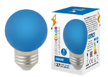 Лампа декоративная светодиодная VOLPE (UL-00005647) LED-G45-1W/BLUE/E27/FR/С