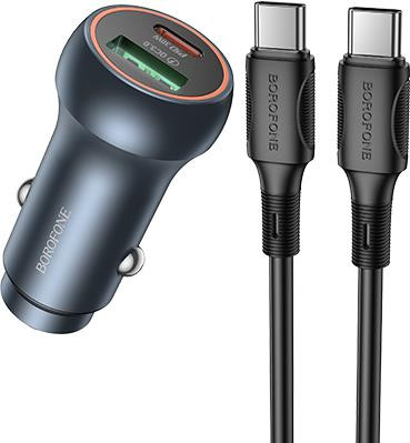 АЗУ BOROFONE (6941991118678) BZ32Baa 1USB+1Type-C 3.0A PD30W , Metal grey