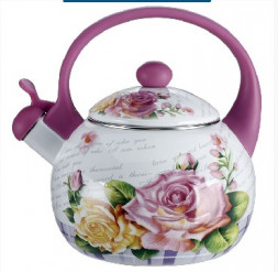 Чайник со свистком METALLONI EM-25101/35 Чайник эмал. "Чайная роза" со свистком 2,5 л (6)