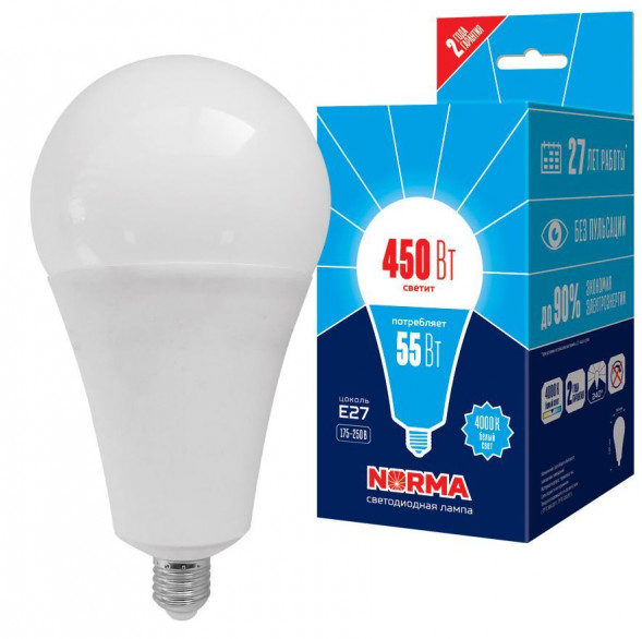Мощные лампы А (Форма А) VOLPE (UL-00005614) LED-A140-55W/4000K/E27/FR/NR