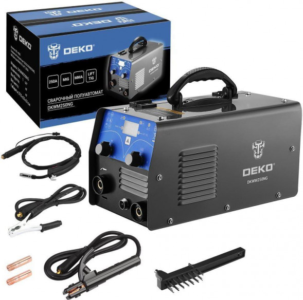 Сварочный полуавтомат DEKO DKWM250NG, MIG без газа/MMA/TIG LIFT, 250А 051-4696