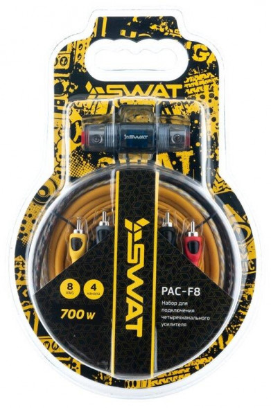 Комплект проводов SWAT PAC-T8CU для подключения 2х кан. усилителя, 8Ga, МЕДЬ