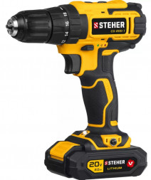 Дрель STEHER CD-200-1 20В, 1 АКБ (2Ач), в кейсе, дрель-шуруповерт