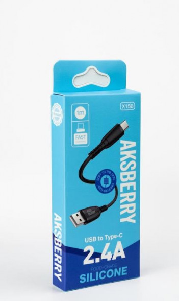 Кабель AKSBERRY (6972969383170) X156 Silicone Type C 2,4A 1M (черный)