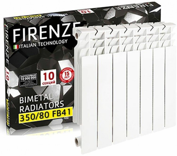 Радиатор биметаллический FIRENZE BI 350/80 B41 (синий квадрат) (6 секций) 00-00017658