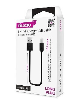 Дата-кабель OLMIO LONGPLUG Дата-кабель USB - microUSB 1A 1М круглый черный (39324)