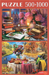 Игрушка РЫЖИЙ КОТ НАБОРЫ ПАЗЛОВ 2в1 (500+1000) ВЕЛИКОЛЕПНЫЕ НАТЮРМОРТЫ ФП500-1000-4306 ПП-00204134