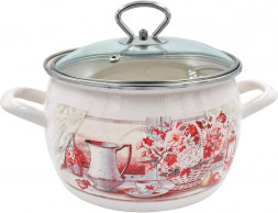 Кастрюля ЛЫСЬВА 4213САП2/4Жм Летний этюд эмал 3,5л стекл/кр