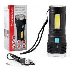фонарь ULTRAFLASH (15195) LED51525 (фонарь акк 4В, черн., 4LED+COB, 3 Вт, 4 реж, Micro -USB, бокс)