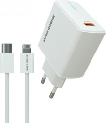 СЗУ MORE CHOICE (4610196408922) NC60i СЗУ 1USB-C 3.0A PD 20W быстрая зарядка для Lightning 8-pin Type-C White