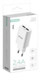 Сетевое ЗУ EXPLOYD EX-Z-1421 СЗУ 2.4A 2хUSB белый