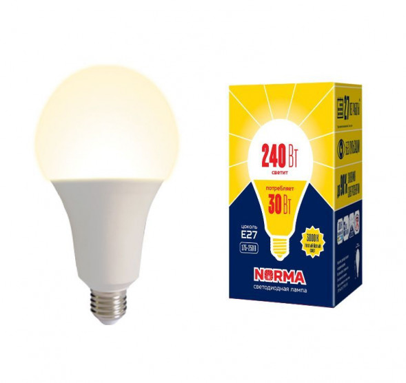 Мощные лампы А (Форма А) VOLPE (UL-00005604) LED-A95-30W/3000K/E27/FR/NR