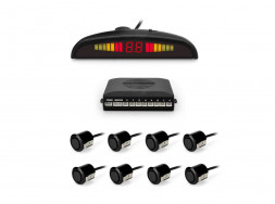 Камера заднего вида SWAT PT-128B /парктроник 8 датч. d 18мм, Black/